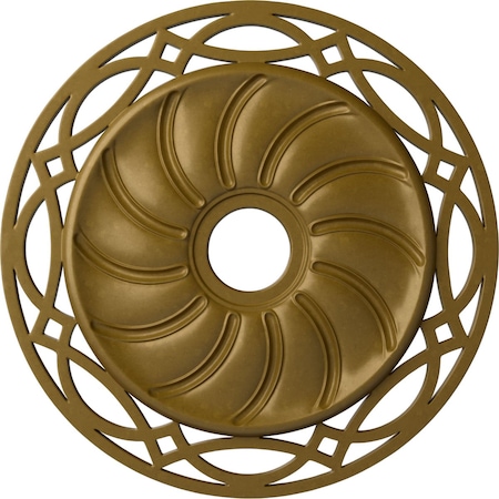 Ekena Millwork Loera Ceiling Medallion (Fits Canopies up to 6 1/4"), 26 5/8"OD x 4 1/2"ID x 1 3/8"P, Gold CM26LOGLS